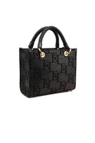 Elisabetta Franchi borsa shopper piccola in rafia con logo jacquard nero