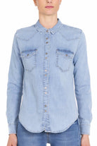 Pinko camicia a maniche lunghe in jeans leggero azzurro