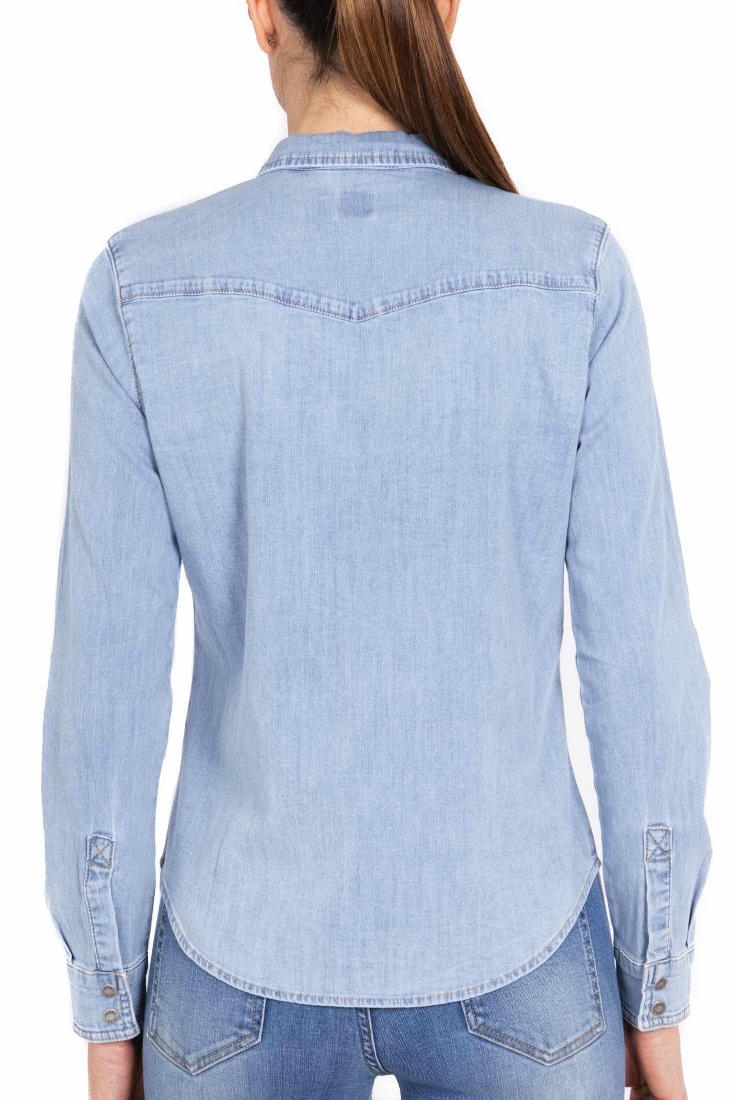 Pinko camicia a maniche lunghe in jeans leggero azzurro