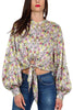 YELLOW FLOWERED SATIN KNOTTED SHIRT