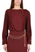 Elisabetta Franchi camicia body scollo sulla schiena bordeaux