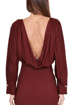 Elisabetta Franchi camicia body scollo sulla schiena bordeaux