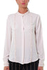 BEIGE RUFFLED BAND COLLAR SHIRT