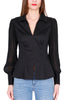 CAMICIA CON MANICHE DI TULLE PLISSE NERO