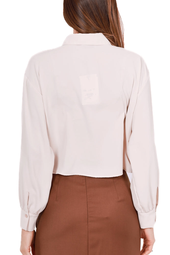 Dixie camicia cropped in tessuto fluido beige