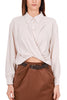 CROPPED SHIRT IN FLUID BEIGE FABRIC