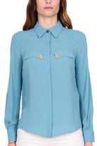 Elisabetta Franchi camicia elegante in georgette azzurro