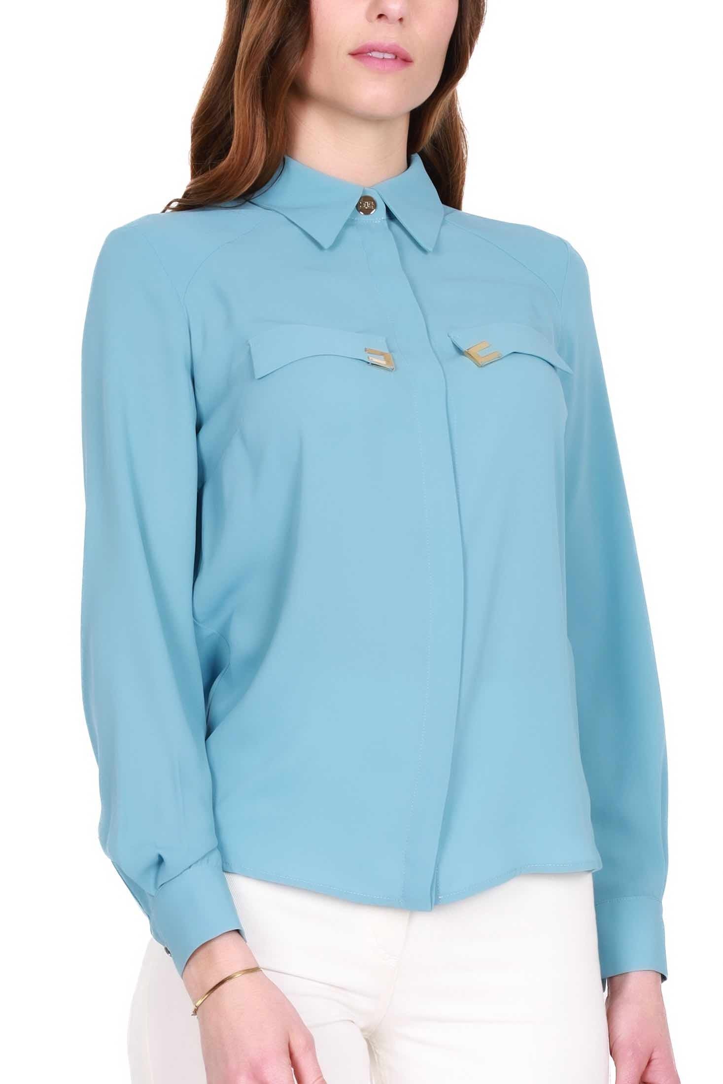 Elisabetta Franchi camicia elegante in georgette azzurro