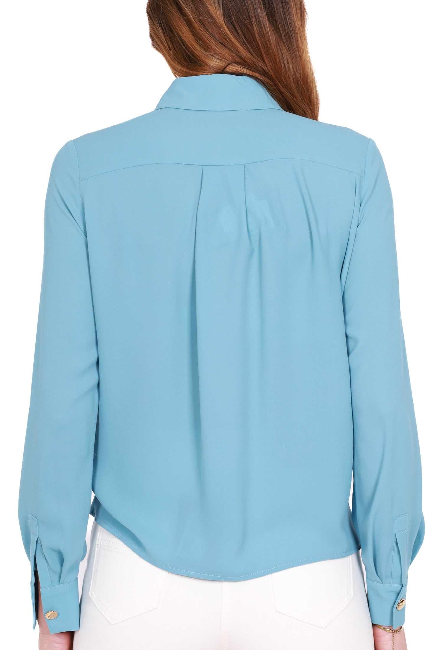 Elisabetta Franchi camicia elegante in georgette azzurro