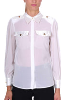 Elisabetta Franchi camicia in georgette con mostrine bianco