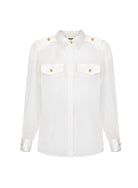 Elisabetta Franchi camicia in georgette con mostrine bianco