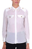 CAMICIA IN GEORGETTE CON MOSTRINE BIANCO