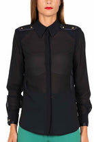 Elisabetta Franchi camicia in georgette con mostrine nero