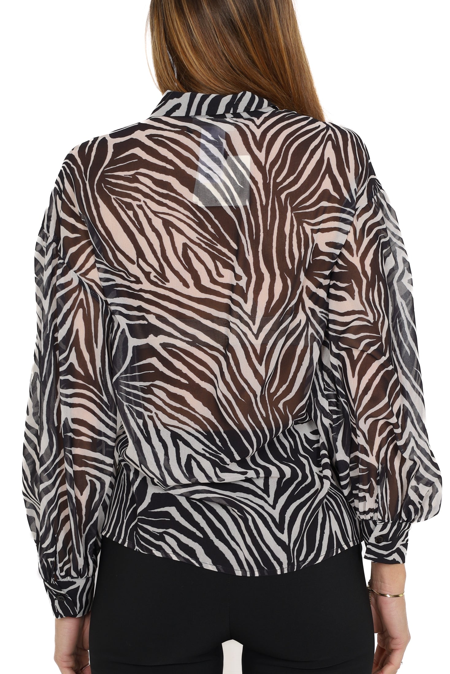 Vicolo camicia in georgette fantasia animalier nero