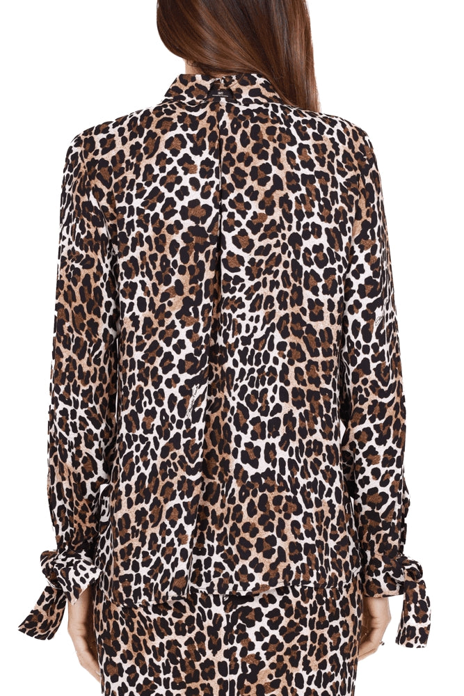 Elisabetta Franchi camicia in georgette stampa animalier nero