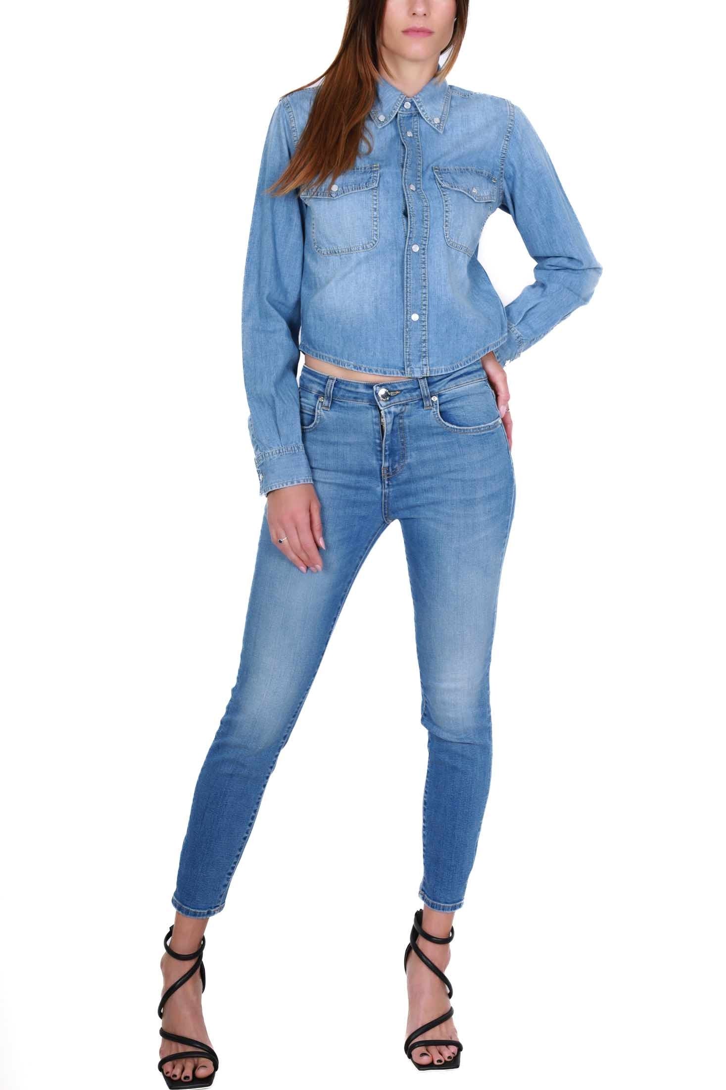 Pinko camicia in jeans corta azzurro