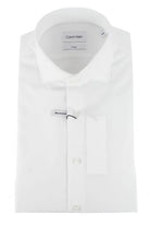 Ck Uomo camicia in popeline cotone doppio ritorto stretch bianco