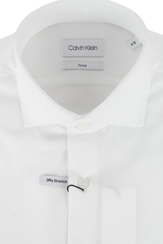 Ck Uomo camicia in popeline cotone doppio ritorto stretch bianco