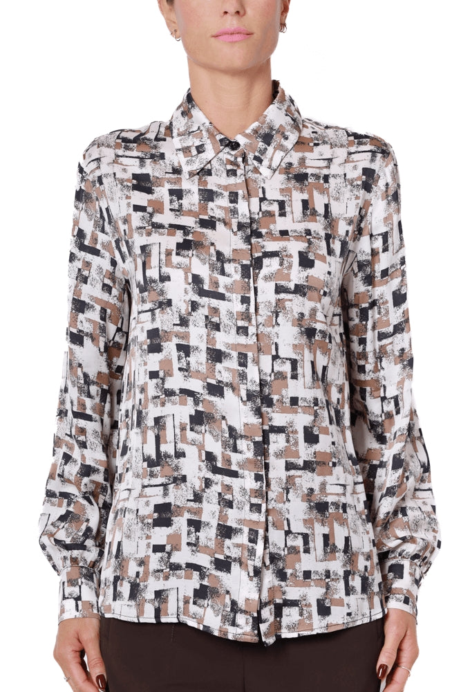 Liu Jo White camicia in raso fantasia marrone