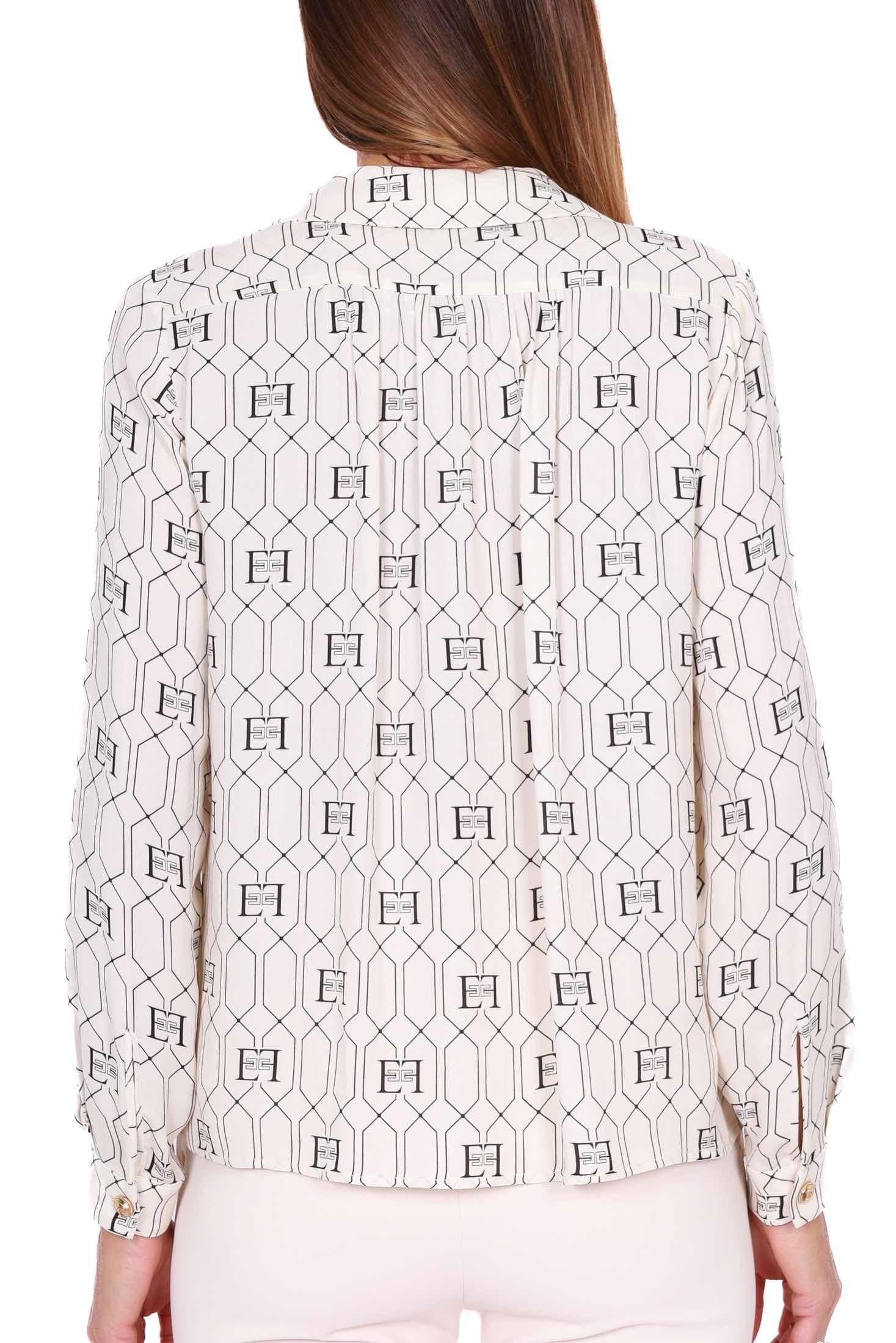 Elisabetta Franchi camicia in viscosa stampata con foulard burro