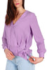 CROSSED FRONT SHIRT WITH LILAC BOW