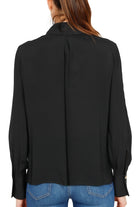 Elisabetta Franchi camicia manica lunga in crepe con ricamo nero