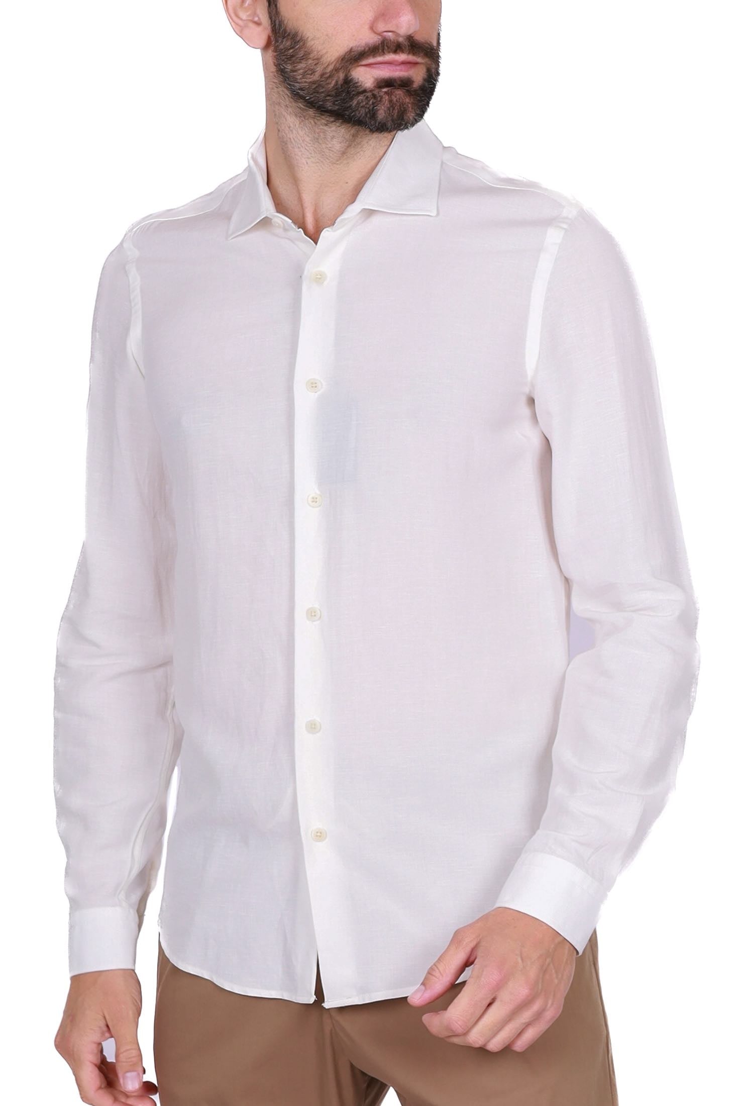 Outfit camicia maniche lunghe in misto lino bianco