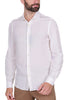 WHITE LINEN BLEND LONG SLEEVE SHIRT