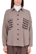 Dixie camicia oversize a quadri cammello