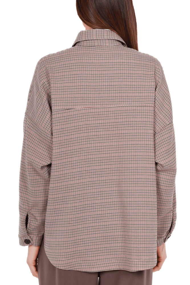 Dixie camicia oversize a quadri cammello