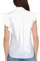 Pinko camicia smanicata con rouches sulle spalle bianco