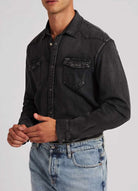 Guess Uomo camicia uomo manica lunga in jeans nero