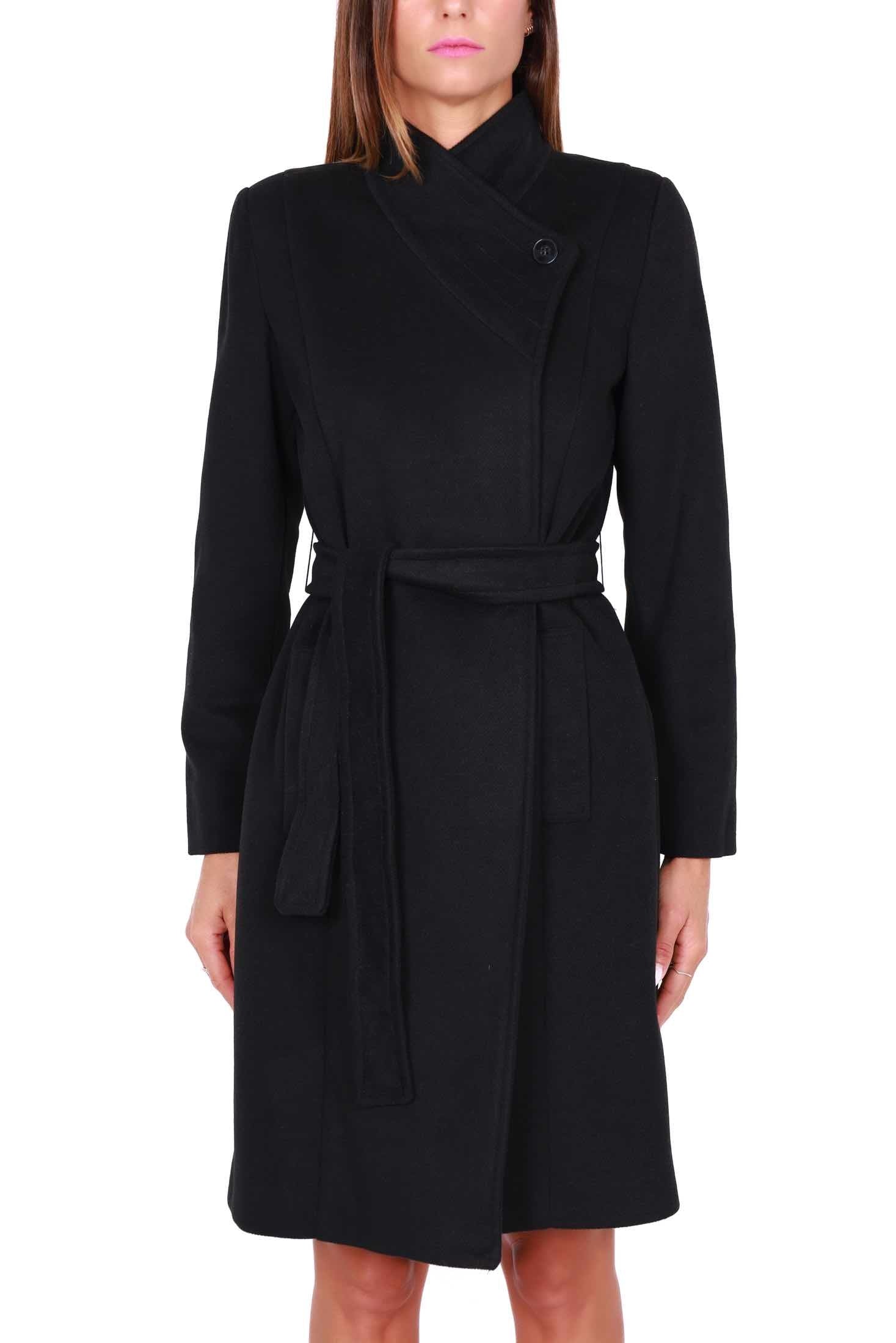 Emme Marella cappotto donna in panno con cintura nero