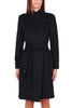 WOMEN'S BLACK CLOTH COAT WITH BELT