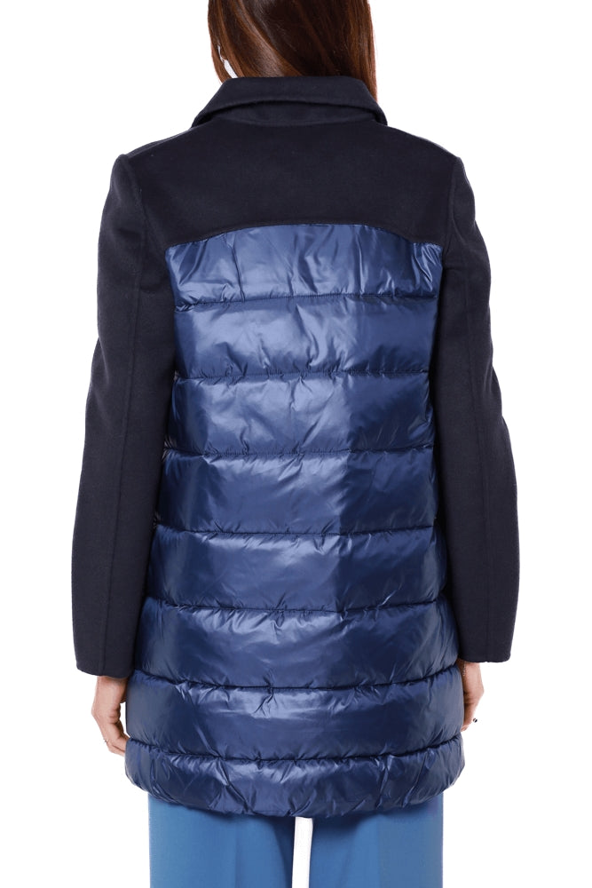 Bomboogie cappotto donna in panno e nylon blu