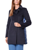 Bomboogie cappotto donna in panno e nylon blu