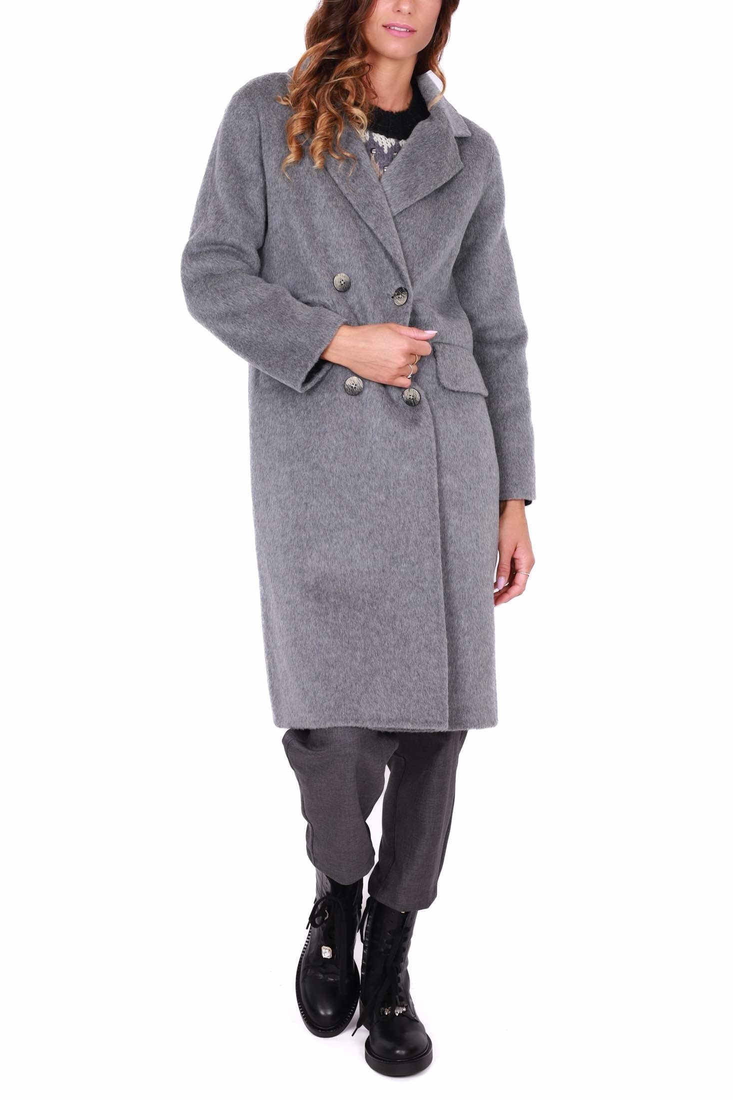 Dixie cappotto doppiopetto in panno grigio