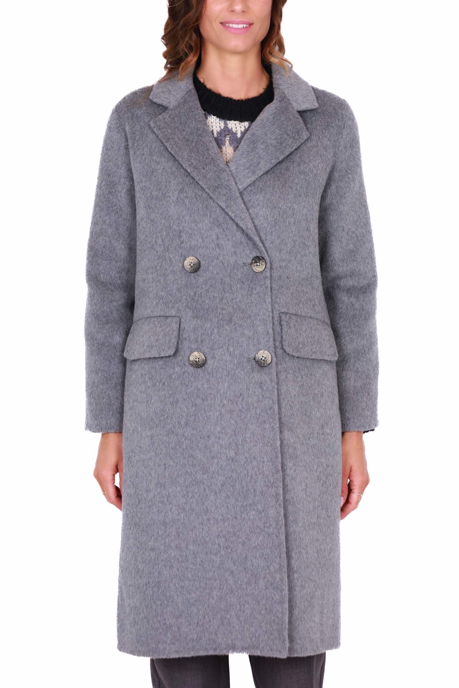 Dixie cappotto doppiopetto in panno grigio