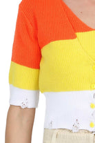 Vicolo cardigan corto in maglia a righe arancio