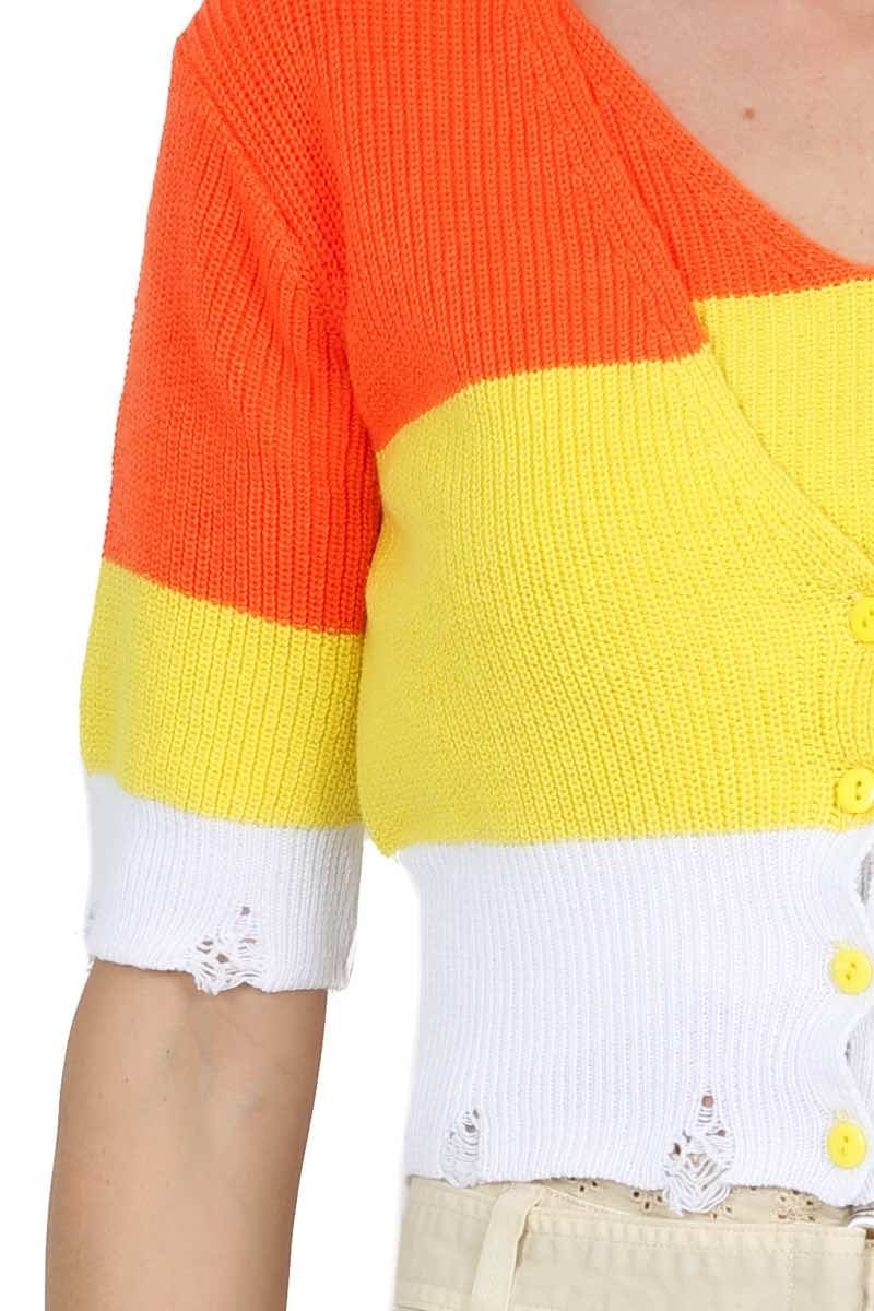 Vicolo cardigan corto in maglia a righe arancio