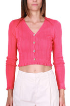 Molly cardigan cropped in misto viscosa corallo