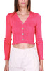 CORAL VISCOSE BLEND CROPPED CARDIGAN