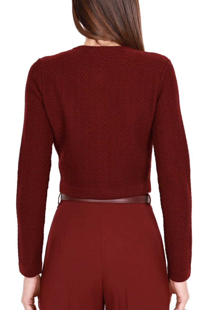 Elisabetta Franchi cardigan girocollo in lana bouclÈ bordeaux