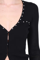 Liu Jo White cardigan in maglia a costine con borchie nero