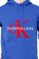 Ck Jeans Uomo felpa cappuccio con ricamo logo ck bluette