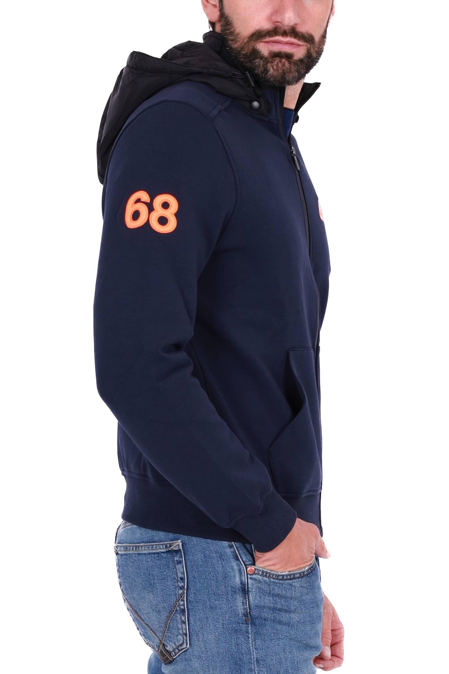 Sun68 Uomo felpa con zip e cappuccio blu