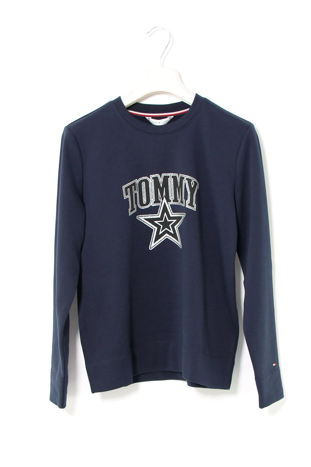 Tommy Hilfiger Donna felpa girocollo con logo glitter blu