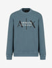 SWEATSHIRT MIT RUNDHALS UND BLAUEM LOGO-PRINT