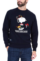 In the Box felpa uomo girocollo con patch snoopy blu