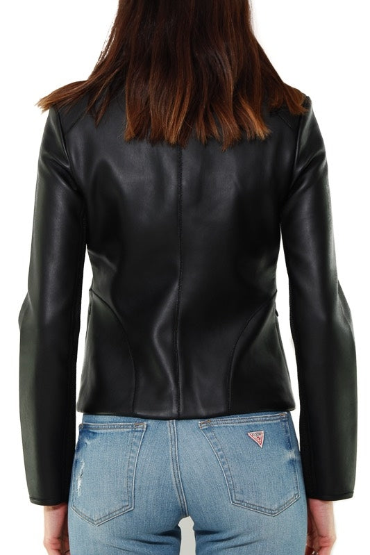 Guess Donna giacca biker in ecopelle nero